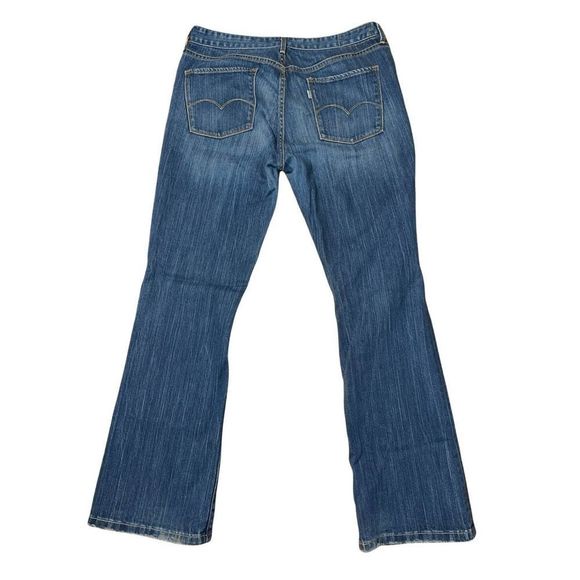 Levi's Eco Green Bootcut Jeans Blue Denim Stretch Whiskered Womens size 12/31 - Picture 2 of 11